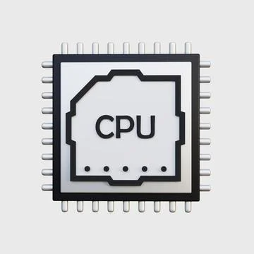 Microchip. Computer CPU. Microprocessor. 3D render Stock Illustration