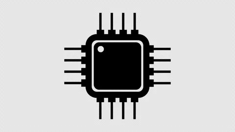 Microchip, computer processor icon on transparent background. Stock Footage 297066723