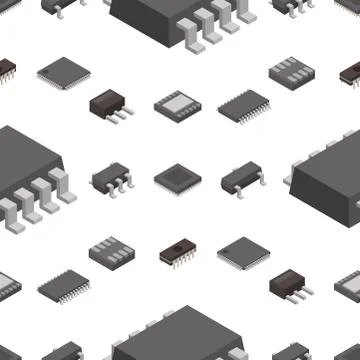 Microchip computer vector isometric chip technology processor circuit electronic イラスト素材