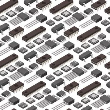 Microchip computer vector isometric chip technology processor circuit electronic 스톡 일러스트