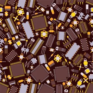 Microchip, computing device electronic system components vector illustration 스톡 일러스트