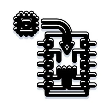 Microchip connecting data for processing concept Illustrazione stock