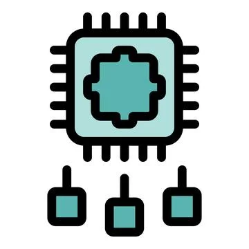 Microchip connecting to multiple devices, processing data and transmitting .. Stock Illustration