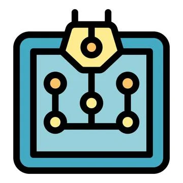 Microchip connecting nodes and transmitting data, symbolizing advanced techno Stock Illustration