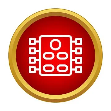 Microchip with connections processing data inside a circuit Illustrazione stock