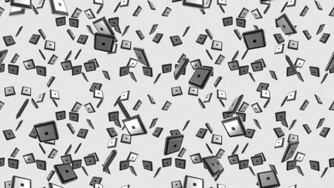 Microchip CPU Computer loop tile Falling with alpha channel. This is a looping Stock Footage 305619403