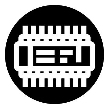 Microchip cpu processing data icon black circle Illustration
