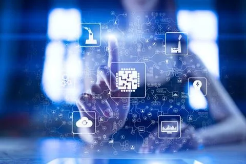 Microchip, CPU, Processor, Microcircuit Computing Engineering. Industrial and 스톡 사진