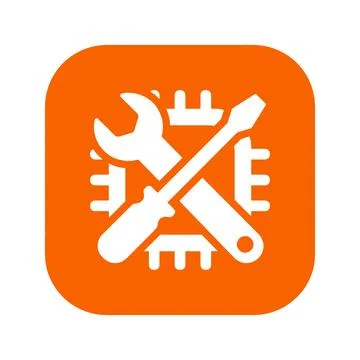 Microchip with crossed screwdriver and wrench icon for electronics repair o.. Stock-Illustration