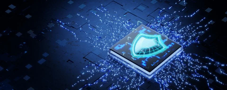 Microchip cryptography. Data protection concept. Protect your data. Cyber s.. Stock Illustration