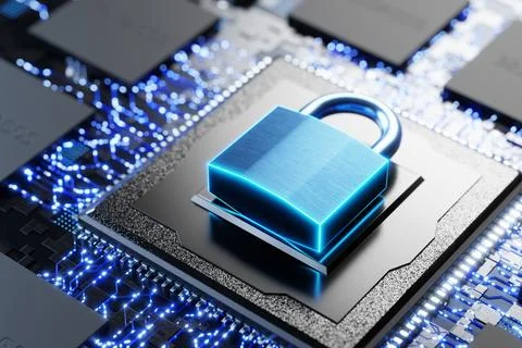 Microchip cryptography Protection of personal information. Internet for bus.. Stock Illustration