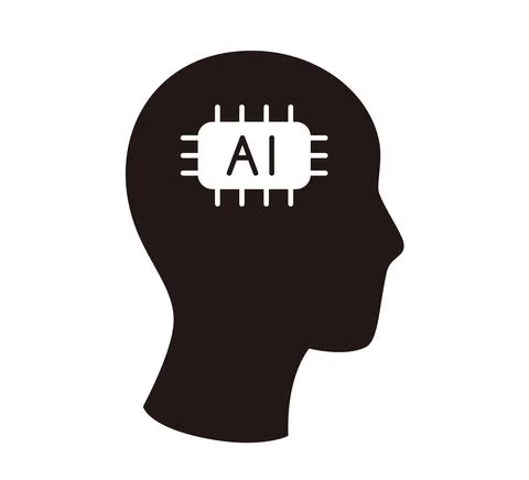 Microchip in the Cyborg head, Artificial intelligence concept. vector illustr Stock-Illustration
