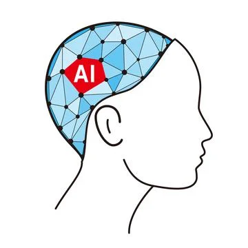 Microchip in the Cyborg head, Artificial intelligence concept. vector illustr Stock Illustration