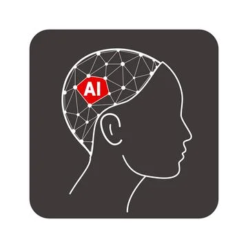 Microchip in the Cyborg head, Artificial intelligence concept. vector illustr Stock Illustration