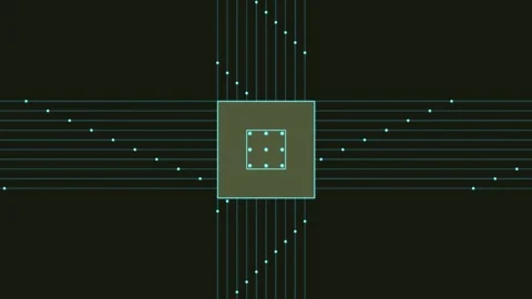 Microchip with data flowing through pathways on black background 4K Stock Footage 337117967