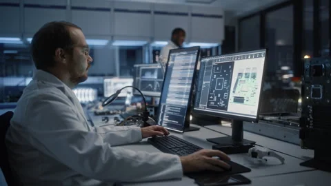 Microchip Designing Factory Video stock 321005399