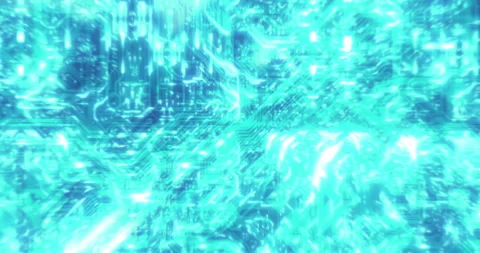 Microchip, digital server and hologram of circuit board for programming, coding Stock Footage 244703140