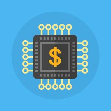 Microchip With Dollar Sign Icon Chip Processor Stock Illustration