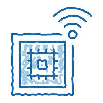 Microchip doodle icon hand drawn illustration Illustrazione stock