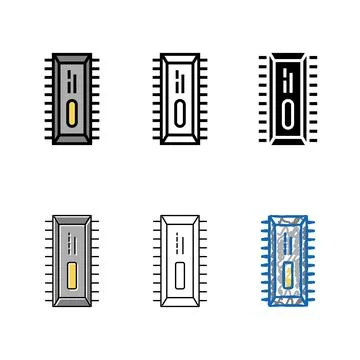 Microchip edition semiconductor manufacturing color icon vector Illustrazione stock