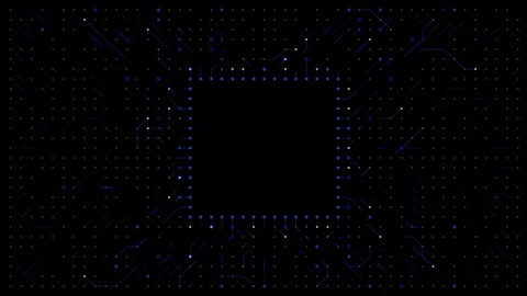 A microchip with the effect of active data transmission. Stock Footage 320935354