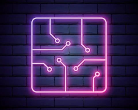 Microchip electronic device icon. Elements of artifical in neon style icons.  Illustrazione stock