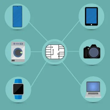 Microchip of the electronics Stock Illustration