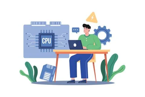 Microchip Engineering Illustration concept on white background 스톡 일러스트