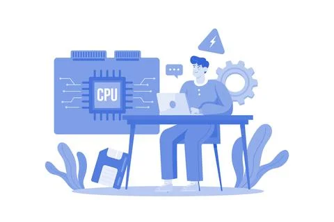 Microchip Engineering Illustration concept on white background イラスト素材
