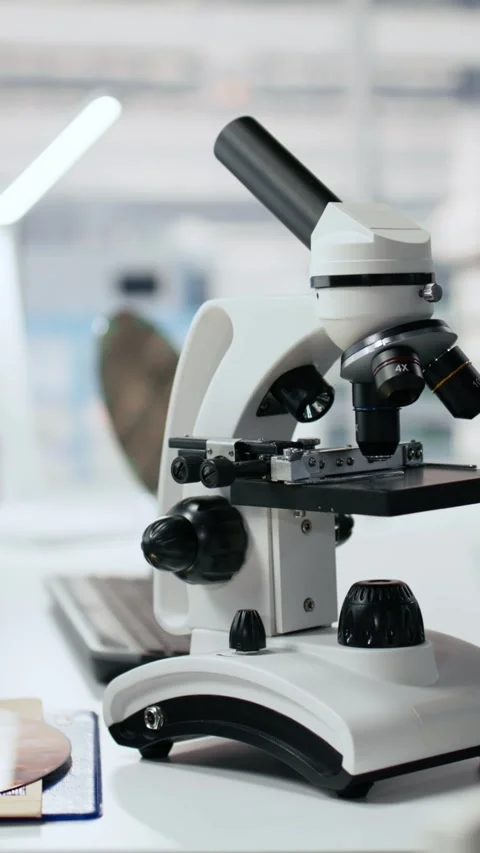 Microchip factory research office with workstations used to inspect processor Stock Footage 335883404
