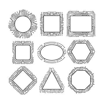 Microchip frame set cartoon vector illustration Stockillustratie