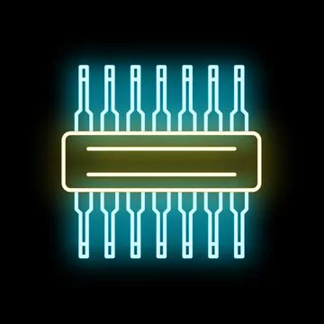 Microchip glow neon line electronic icon Stock Illustration