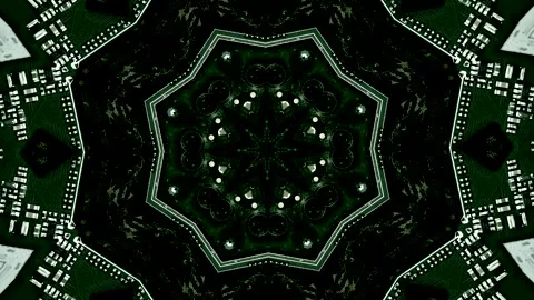 Microchip glowing lights on dark kaleidoscopic futuristic abstract background. Stock Footage 246953739