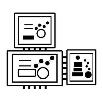 Microchip hardware component computer linear Stock Illustration