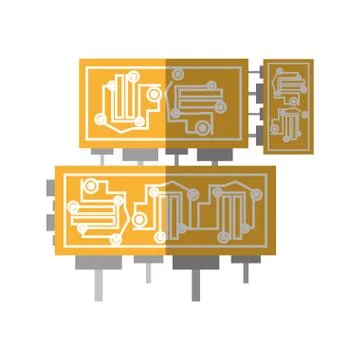 Microchip hardware component computer shadow Illustrazione stock