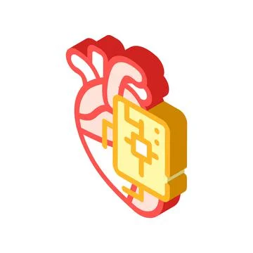 Microchip for heart isometric icon vector illustration Stock Illustration