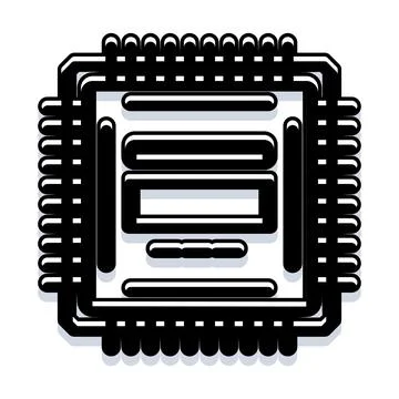 Microchip icon for computer hardware and core technology 库存插图