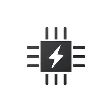 Microchip icon. CPU, Central processing unit, computer processor, chip symbol Stock Illustration