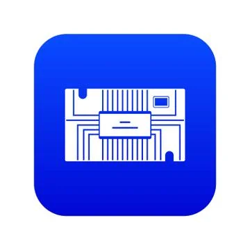 Microchip icon digital blue Stock Illustration