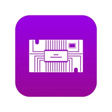 Microchip icon digital purple Stock Illustration