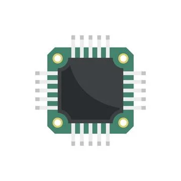 Microchip icon flat vector. Cpu circuit Stock Illustration