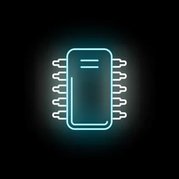 Microchip icon glowing in digital technology theme Stockillustratie