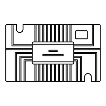 Microchip icon outline Stock Illustration