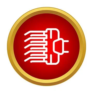 Microchip icon on a red background with a golden border Stockillustratie