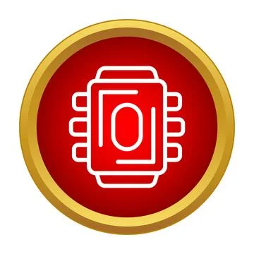 Microchip icon representing technology, computing, and electronic components Stock Illustration