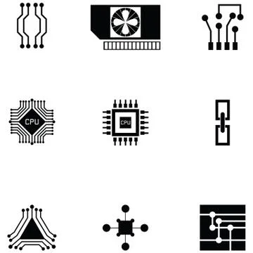 Microchip icon set Stock Illustration