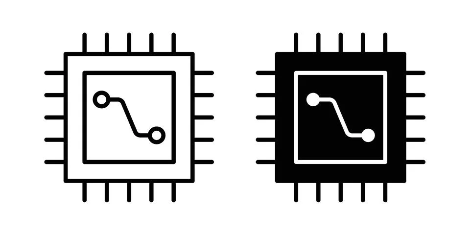 Microchip icon silhouette vector set. thin line pack Ilustración de archivo