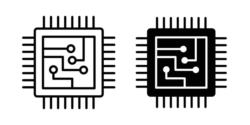 Microchip icon symbol. Flat and Stroke Vector illustration Stock Illustration