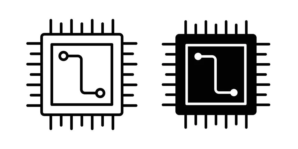 Microchip icon symbol. Flat and Stroke Vector illustration Stockillustratie