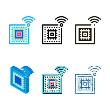 Microchip icon types vector outline 스톡 일러스트